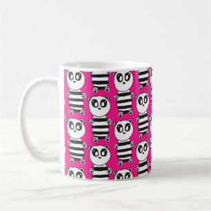 Caneca De Café Arte de Panda Preto e Branco Divertida