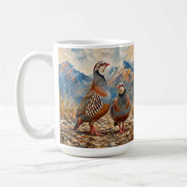 Caneca De Café Arte de Par Perdiz Chukar  (Esquerda)