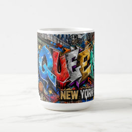 Caneca De Café Arte de Parede com Grafite de Queens Nova York