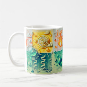 Caneca De Café Arte de Parede dos Quatro Elementos Modernos de 20
