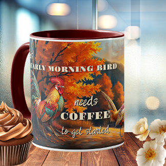 Caneca De Café Arte De Pássaro Da Manhã Inicial
