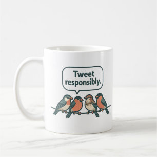 Caneca De Café Arte de Pássaro Engraçado para Tweet Responsável