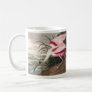 Caneca De Café Arte de Pássaro Vintage Audubon Colhereiro Rosado