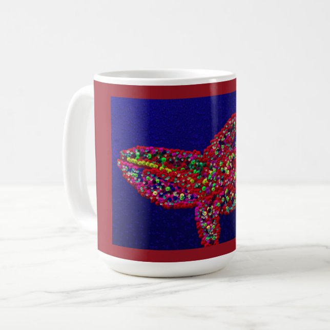 Caneca De Café Arte de Peixe Abstrato (Frente Esquerda)