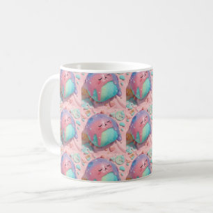 Caneca De Café Arte de Personagem Kawaii com Gotejamento Pastel
