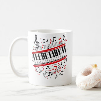Caneca De Café Arte de Piano de Teclado "Notas de Teclado" Músico