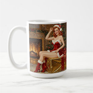 Caneca De Café Arte de Pin-up Papais noeis de Vintage