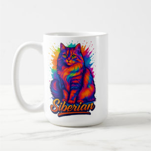 Caneca De Café Arte de Pop para Gatos Siberianos Majestosa - Arco