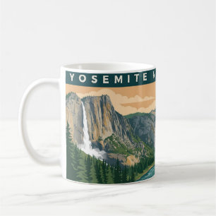 Caneca De Café Arte de Poster Retrô do Parque Nacional de Yosemit