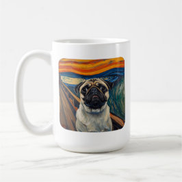 Caneca De Café Arte de Pug Inspirada em Pintura Expressionista de
