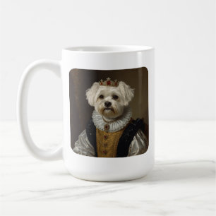 Caneca De Café Arte de Pug Preto Inspirada em Retrato de Rainha d