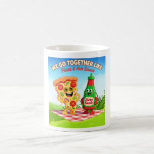 Caneca De Café Arte de Quadrinhos Vintage Fofa de Pizza e Molho P