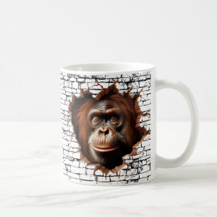 Caneca De Café Arte de Quebra de Parede Orangutan 3D - Safari Rea