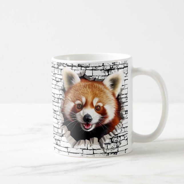Caneca De Café Arte de Quebra de Parede Vermelha 3D - Safari Real (Direita)