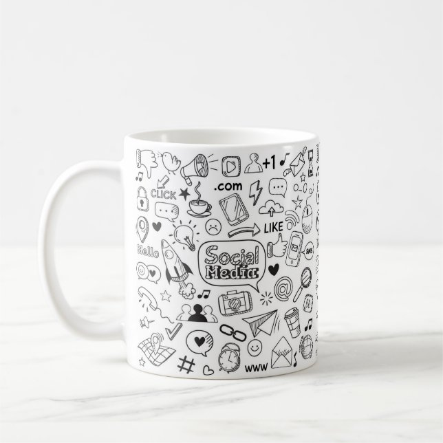 Caneca De Café Arte de Rabisco da Vida Social (Esquerda)