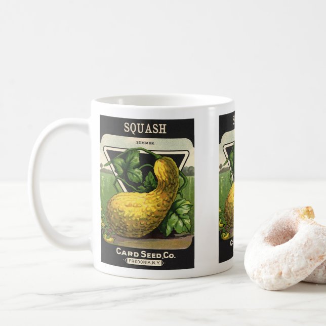 Caneca De Café Arte de rótulo de pacote de sementes vintage Abobr (Com Donut)