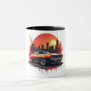 Caneca de Café Arte de Rua de Carro Musculoso