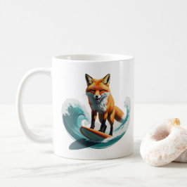 Caneca De Café Arte de Surfe de Raposa Vibrante | Conceito Detalh