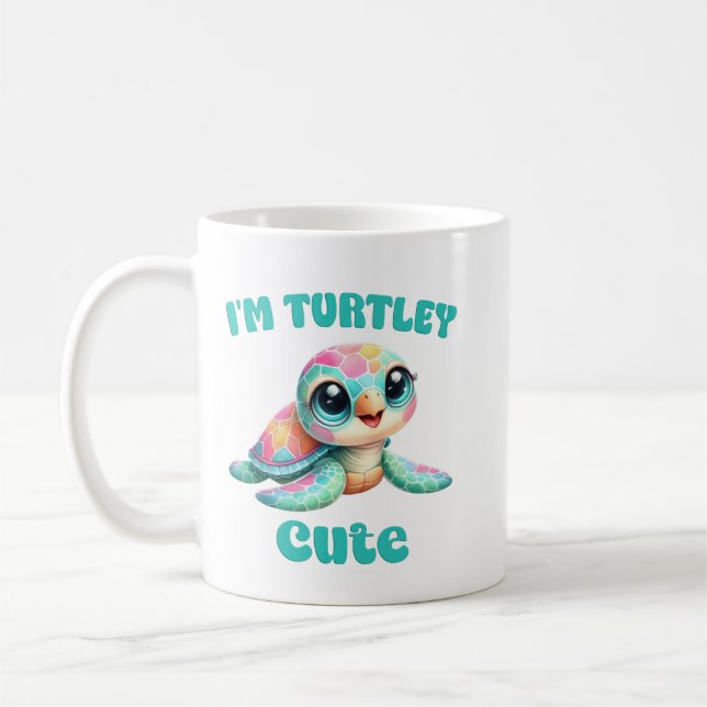Caneca De Café Arte de Tartaruga Engraçada e Fofa (Esquerda)