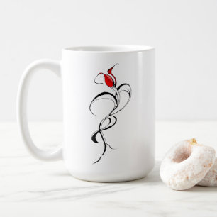 Caneca De Café Arte de Tatuagem Tribal Surrealista Rosa Vermelha 