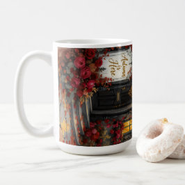 Caneca De Café Arte de Tipografia de Rosas de Cottage Gótico de O