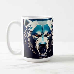 Caneca De Café Arte de Urso Estilizado e Feroz com Destaques em N