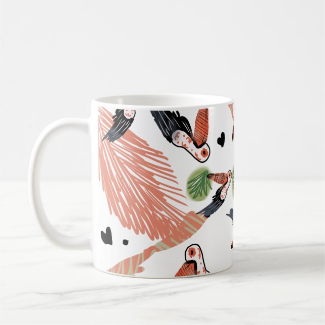 Caneca De Café Arte de Verão Tropical de Pássaros Tucano (Esquerda)