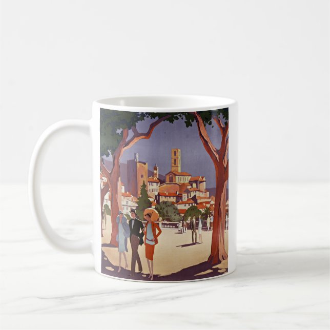 Caneca De Café Arte de Verão Vintage Grasse (Esquerda)