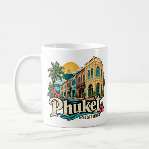 Caneca De Café Arte de Viagem Antigo Marco de Phuket Tailândia