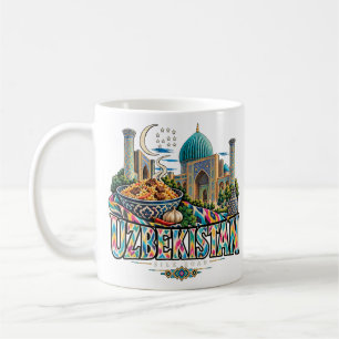 Caneca De Café Arte de Viagem Antigo Marco do Uzbequistão