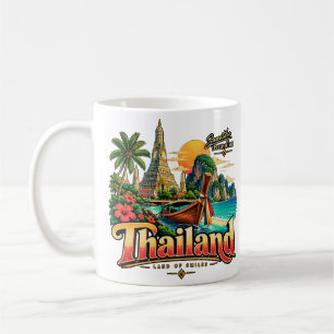 Caneca De Café Arte de Viagem de Marco Antigo da Tailândia