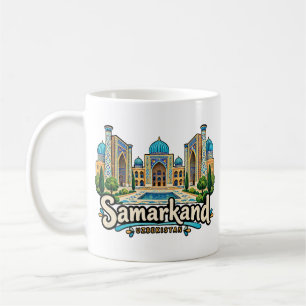Caneca De Café Arte de Viagem de Samarcanda Usbequistão Desenhado