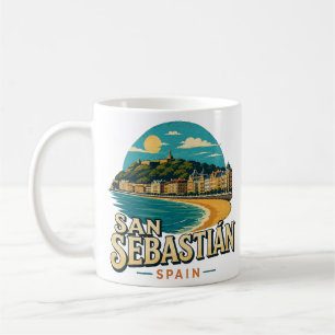 Caneca De Café Arte de Viagem de San Sebastian Espanha Marco Hist