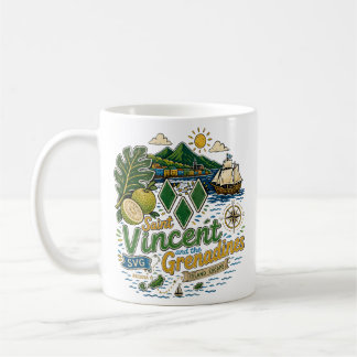 Caneca De Café Arte de Viagem Desenhada à Mão de São Vicente e Gr