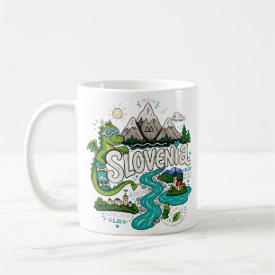 Caneca De Café Arte de Viagem Desenhada à Mão Marco de Referência