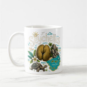 Caneca De Café Arte de Viagem Desenhada à Mão Seychelles Marco Tu