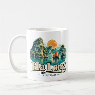 Caneca De Café Arte de Viagem Marco Histórico Vintage Hạ Long Vie