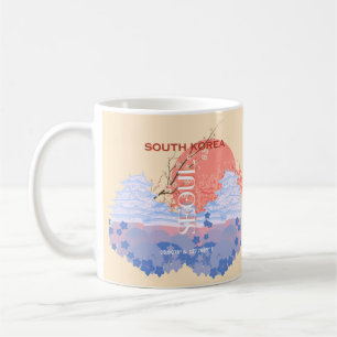 Caneca De Café Arte de Viagem Seul Coreia do Sul, Pastel