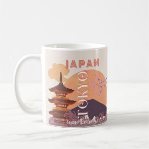 Caneca De Café Arte de Viagem Tóquio Japão, Arte de Viagem Clássi