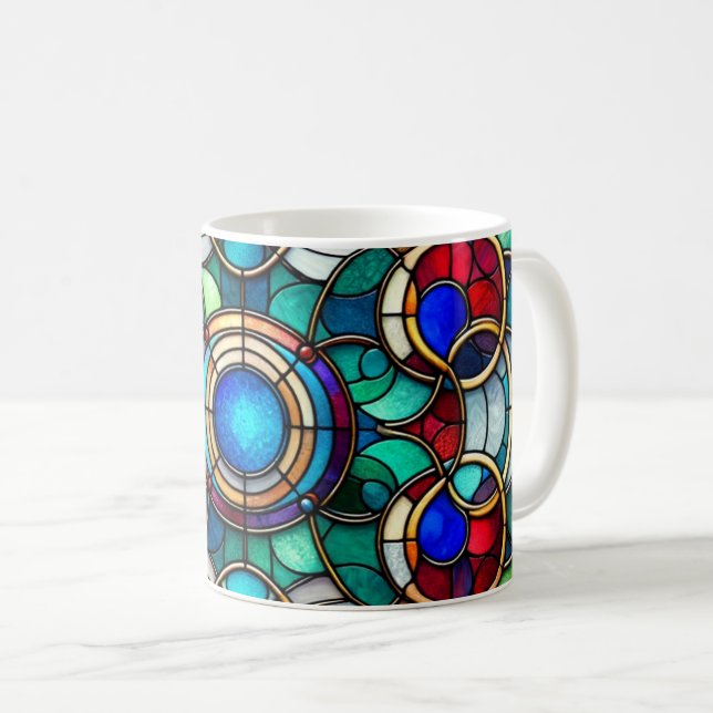 Caneca De Café Arte de Vidro Estendida - Design de Círculo Radian (Frente Esquerda)