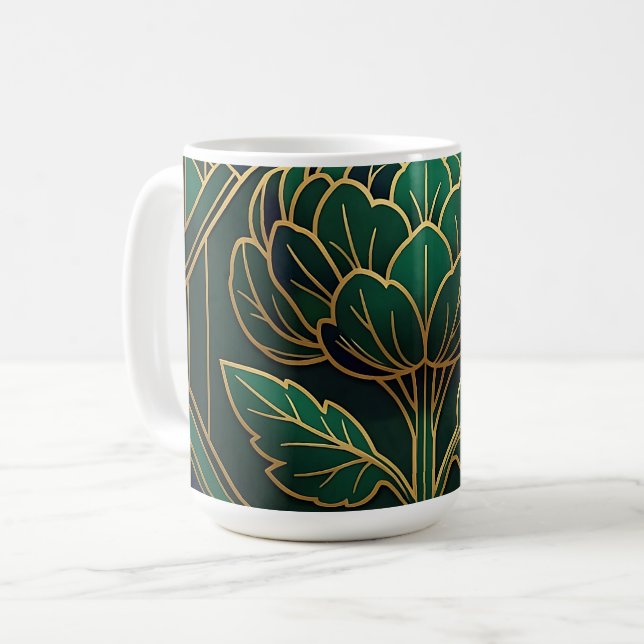 Caneca De Café Arte Deco Alcachofra (Frente Esquerda)