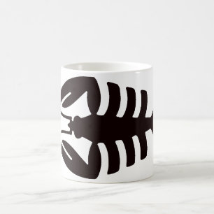 Caneca De Café Arte Deco Antiga Lagosta de Frutos do Mar em Preto