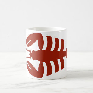 Caneca De Café Arte Deco Antigo Marisco Lagosta em Vermelho