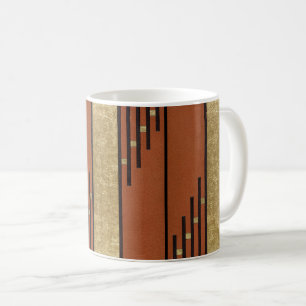 Caneca De Café Arte Deco Em Dourado E Tan