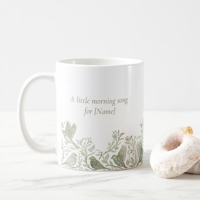 Caneca De Café Arte Deco em Fio de Ouro | Canção Matinal do Parda (Com Donut)