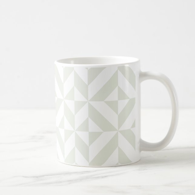 Caneca De Café Arte Deco Geométrica Cinza Suave (Direita)