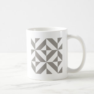 Caneca De Café Arte Deco Geométrico Cinza Prata