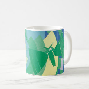Caneca De Café Arte Deco Vintage Jardim de Borboletas Pochoir de 