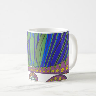 Caneca De Café Arte Decorativa Africana Azul Roxo Impressão de De