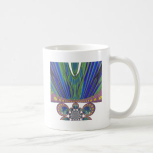 Caneca De Café Arte Decorativa Africana Azul Roxo Impressão de De